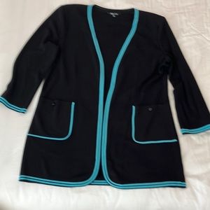 Exclusively Misook XL black and turquoise jacket